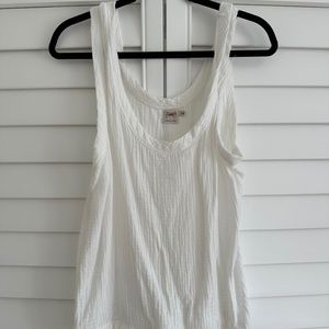 Faherty Dream Cotton Gauze White Tank, Size M